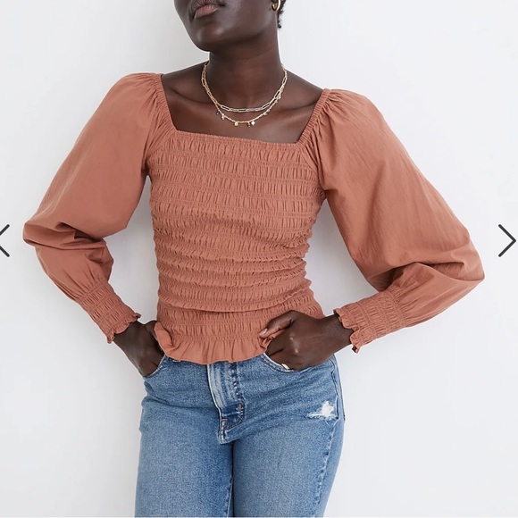 Madewell Tops - Madewell Lucie Bubble-Sleeve Smocked Top